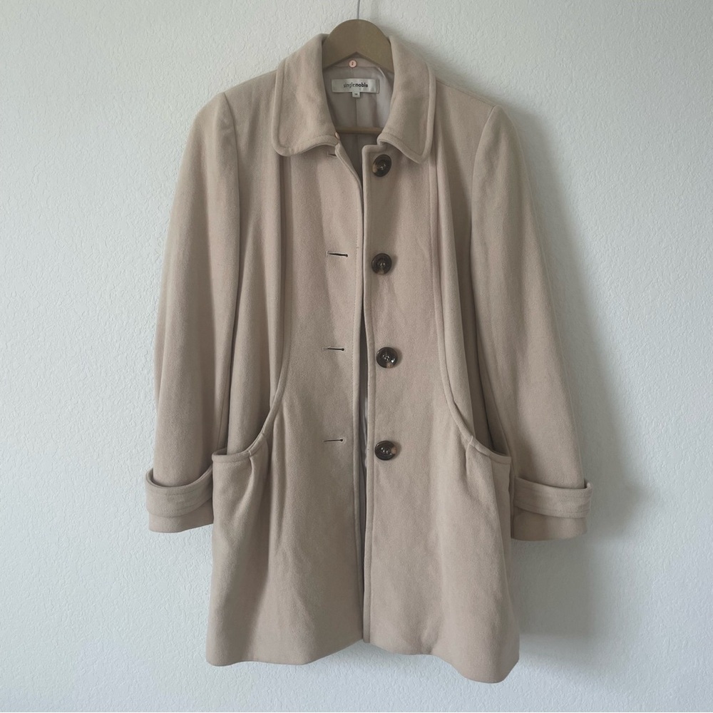 SingleNoble Tan Pea Coat (Wool and Cashmere blend)